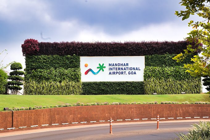 Entrance name board of Mopa Airport in Goa
